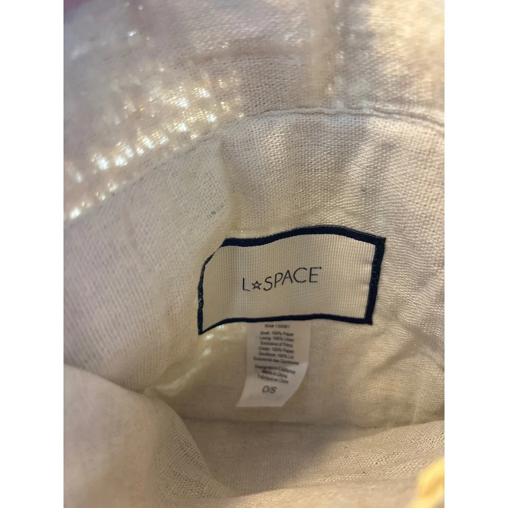 L*Space Woven Straw Tassel Clutch Belt Bag Pale Yellow Linen Lined Small